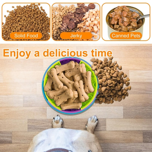 3-in-1 Slow Feeder Dog & Cat Bowl – Anti-Choke Interactive Puzzle Feeding Bowl