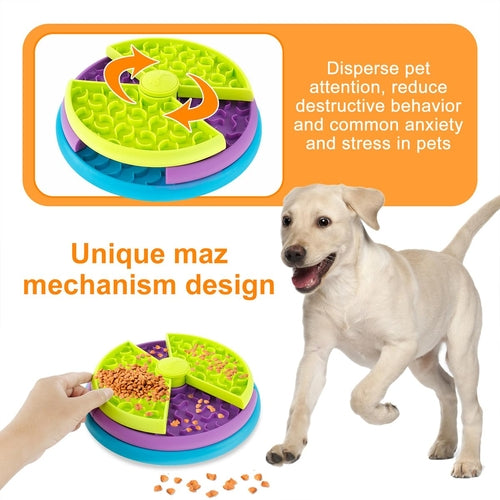 3-in-1 Slow Feeder Dog & Cat Bowl – Anti-Choke Interactive Puzzle Feeding Bowl