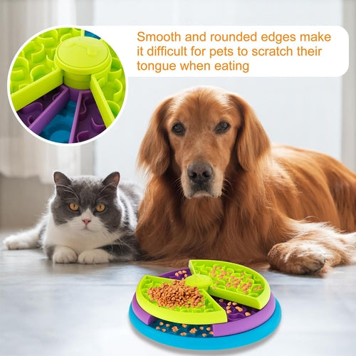 3-in-1 Slow Feeder Dog & Cat Bowl – Anti-Choke Interactive Puzzle Feeding Bowl