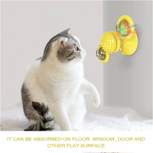Interactive LED Spinning Ball Cat Toy – Suction Cup Windmill for Indoor Cats