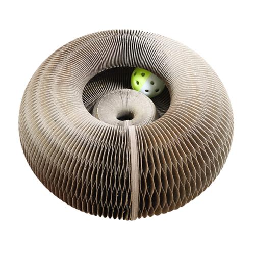 Foldable Cat Scratching Board with Ball Toy – Cardboard Scratcher for Indoor Cats