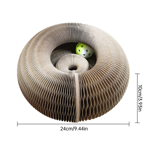 Foldable Cat Scratching Board with Ball Toy – Cardboard Scratcher for Indoor Cats