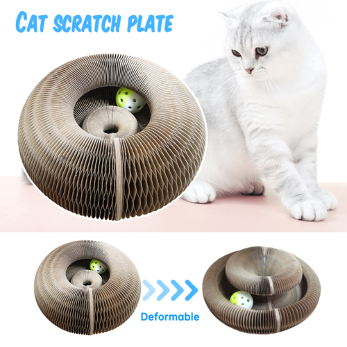 Foldable Cat Scratching Board with Ball Toy – Cardboard Scratcher for Indoor Cats