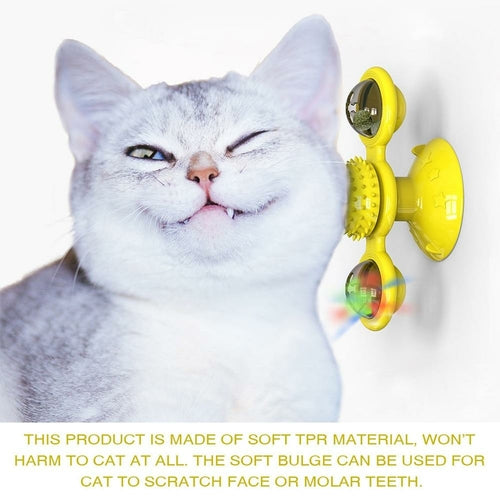 Interactive LED Spinning Ball Cat Toy – Suction Cup Windmill for Indoor Cats