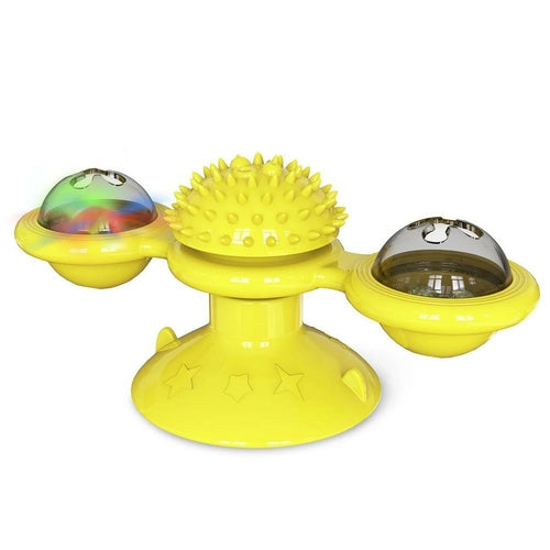 Interactive LED Spinning Ball Cat Toy – Suction Cup Windmill for Indoor Cats