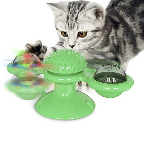 Interactive LED Spinning Ball Cat Toy – Suction Cup Windmill for Indoor Cats