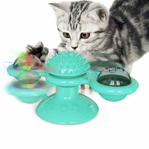 Interactive LED Spinning Ball Cat Toy – Suction Cup Windmill for Indoor Cats