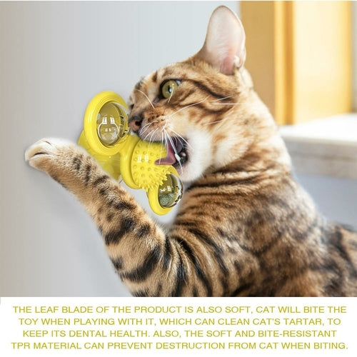 Interactive LED Spinning Ball Cat Toy – Suction Cup Windmill for Indoor Cats
