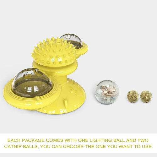 Interactive LED Spinning Ball Cat Toy – Suction Cup Windmill for Indoor Cats