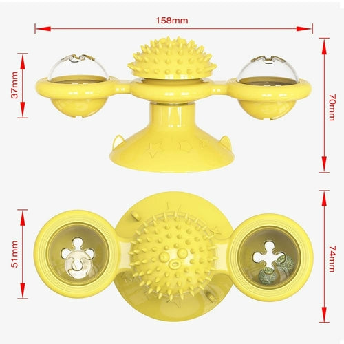 Interactive LED Spinning Ball Cat Toy – Suction Cup Windmill for Indoor Cats