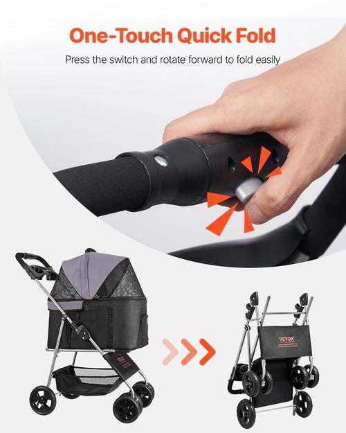 Foldable Pet Stroller for Dogs and Cats