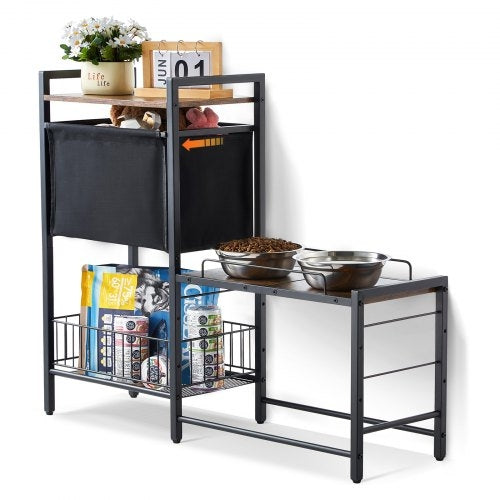 Elevated Pet Feeding Station with Storage