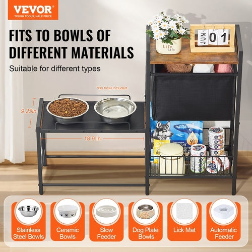 Elevated Pet Feeding Station with Storage