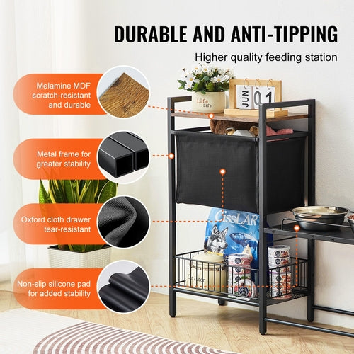 Elevated Pet Feeding Station with Storage