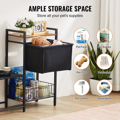 Elevated Pet Feeding Station with Storage
