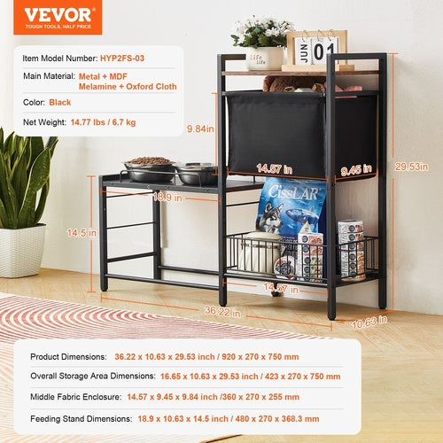 Elevated Pet Feeding Station with Storage